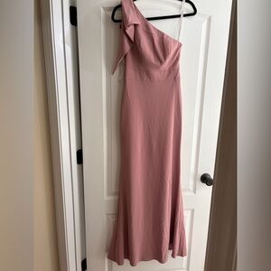 Azazie Rinna Dusty Rose One-Shoulder Dress
